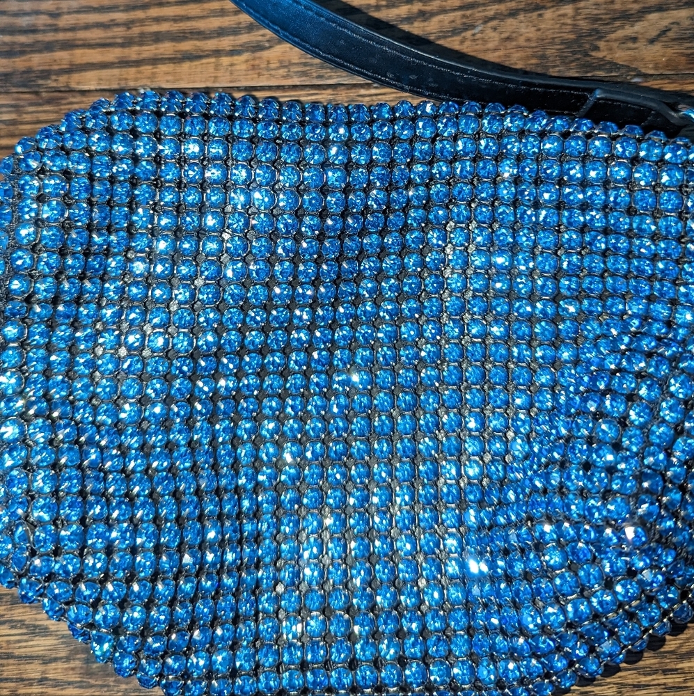 Blue rhinestone mini purse